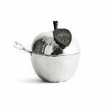 Банка для меда с ложкой Michael Aram "Apple", 11 см, серебро