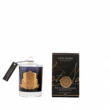Свеча ароматическая 185г."French Morning Tea" с золотым декором, 12,5см, 60ч, Cote Noire