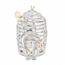 Банка для мёда Crystalite Bohemia "Мишка с ульем", 15 см, 300 мл