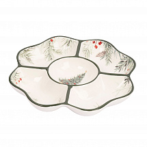 Менажница с 5 отделениями 25см."Лошадка у елки" зеленая