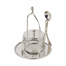 Джемница с ложкой и подставкой 14,5x18см. Royal Family серебряная