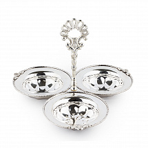 Менажница тройная 28x22см. Royal Family серебряная