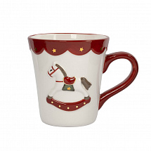 Кружка 510мл."Лошадка-качалка" бело-красная