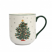 Кружка 450мл."Нарядная елка" бело-зеленая