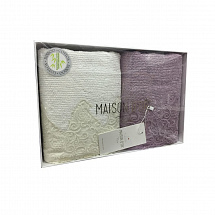Набор полотенец 50x100см.2шт."New Trendy" кремовый-фиолетовый Maison Dor