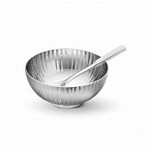 Солонка с ложкой для специй 7,4см."Bernadotte" серебряная