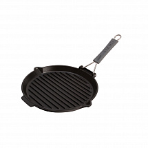 Сковорода для гриля круглая, черная с силиконовой ручкой 27 см