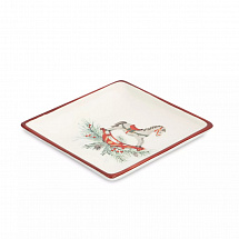Блюдо квадратное 15х15см."Лошадка" красное