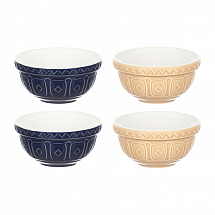 Набор чаш Cane, 9,5 см, 4 шт, коричневый, тёмно-синий