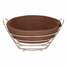 Хлебница с ручками круглая YLC Home золотая с коричневым