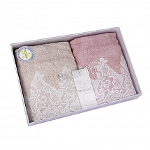 Набор полотенец "JASMIN" 50X100 БЕЖ Г.РОЗ (2шт) (Maison Dor) Maison Dor