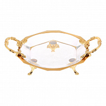 Блюдо шестигранное н/н с ручками "Золотой ободок", металл