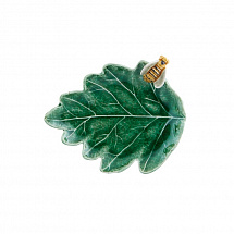 Блюдо Bordallo Pinheiro "Лист дуба с пчелой", 14х11 см, зеленое