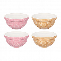 Набор чаш Cane, 12 см, 4 шт, коричневый, розовый