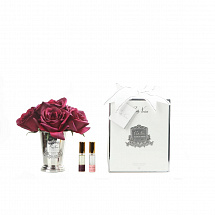 Ароматизированный букет 21см."Seven Rose Bouquet" карминно-красный в серебряной вазе Cote Noire