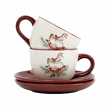 Набор для чая 220мл на 2перс.4пред."Лошадка" красный