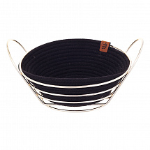 Хлебница с ручками круглая YLC Home серая с черным