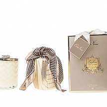 Свеча с шарфом и брошью 600гр."Blonde Vanilla" кремовая, 100ч, Cote Noire