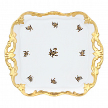 Блюдо квадратное 21см."Роза золотая"