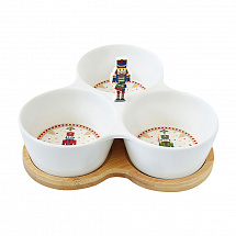 Менажница 3-х секционная на подставке 20,5х12см."Щелкунчик" белая