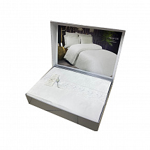 Комплект постельного белья 200х220см.6пред."Gupurlu Emerald" с гипюром белый Maison Dor