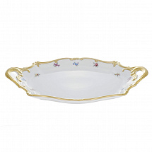 Блюдо овальное с ручками 37см."Мейсенский цветок"