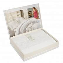 КПБ сатин с кружевом/евро/белый "Gloria" Maison Dor