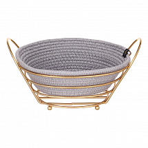 Хлебница с ручками круглая YLC Home золотая с серым