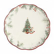 Тарелка 24см."Лошадка у елки" красная
