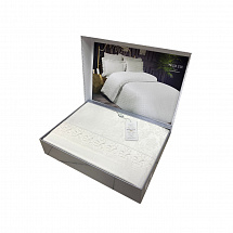 Комплект постельного белья 200х220см.6пред."Gupurlu Emerald" с гипюром кремовый Maison Dor