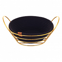 Хлебница с ручками круглая YLC Home золотая с черным