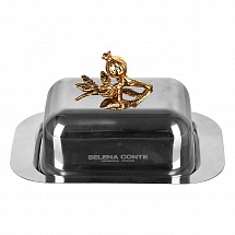 Маслёнка с крышкой 18см."Grazia" гранат золотой