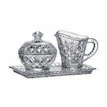 Молочник и сахарница на подносе Crystalite Bohemia "Diamond Classic"