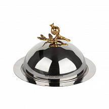 Маслёнка круглая 15,5х9см."Grazia" зол. гранат