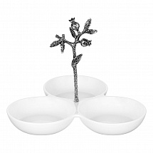 Менажница трёхсекцинная 25см."Grazia" гранат, серебряная