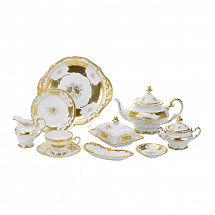 Сервиз чайный 210мл на 12перс.54пред."Кленовый лист белый" 19см