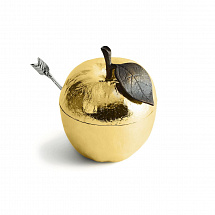 Банка для меда с ложкой Michael Aram "Apple", 11 см, золото