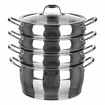 Пароварка трёхъярусная 30см.10,5л."Angela" зеркальная