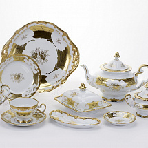 Сервиз чайный 210мл на 12перс.54пред."Кленовый лист белый" 19см